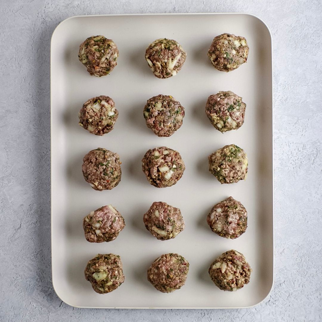 meatballs on tray