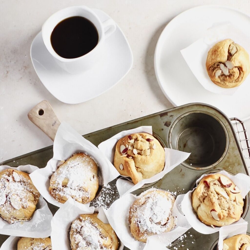 Almond pastries in muffin tin