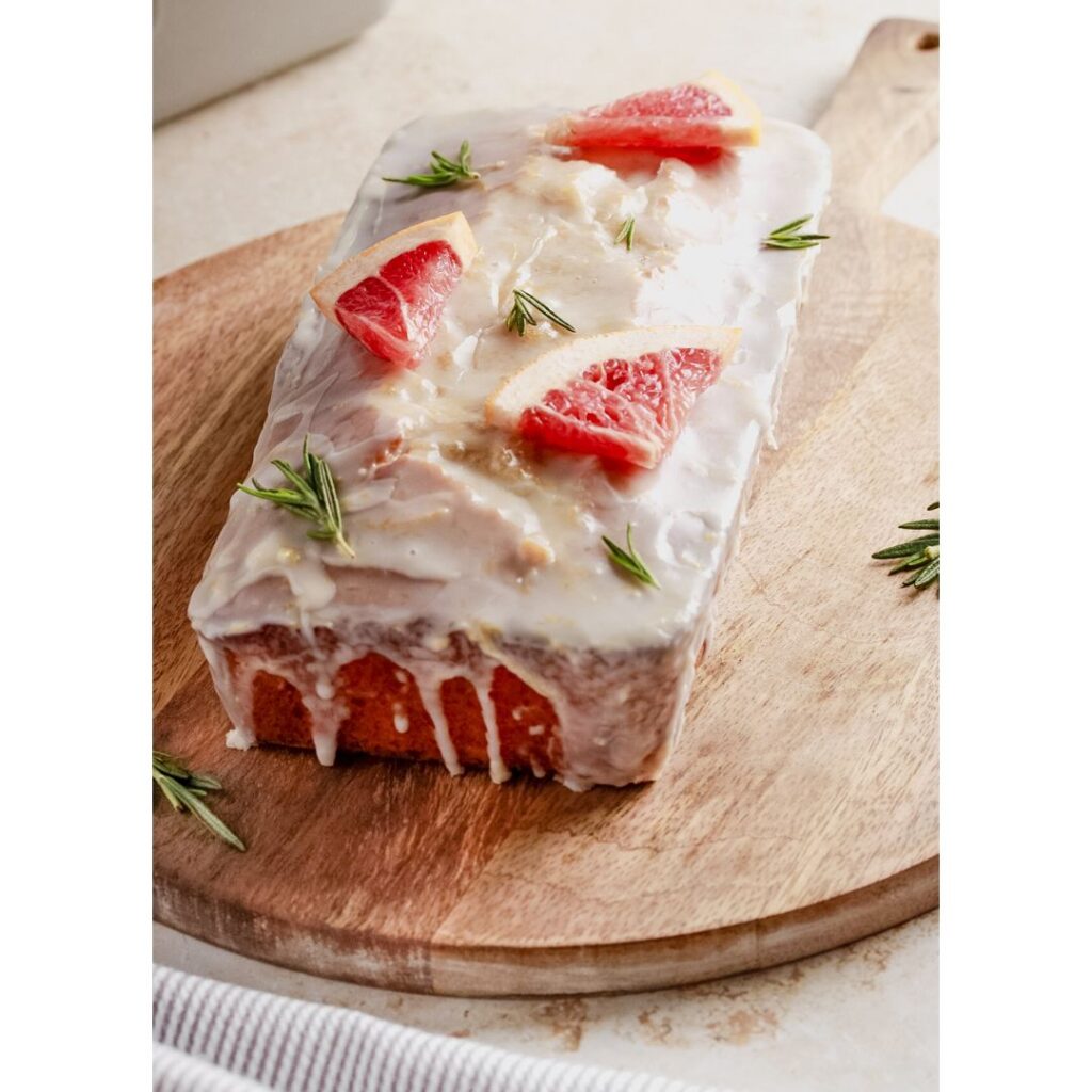 Grapefruit loaf on wooden board