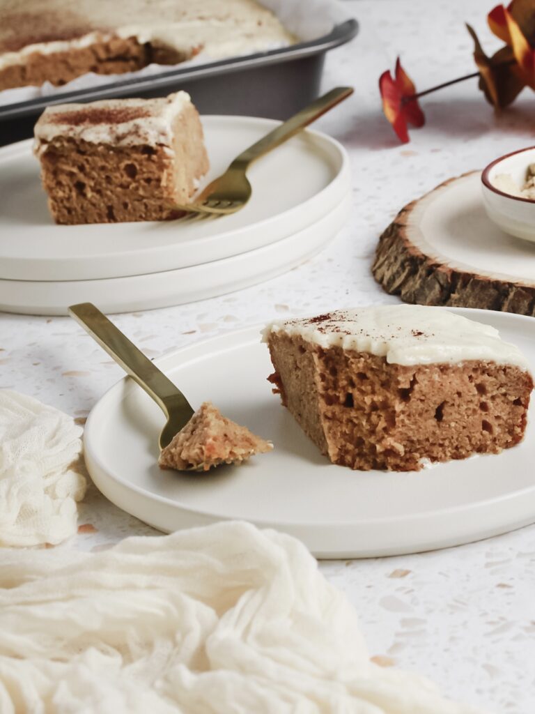 Brown spiced cake on plates